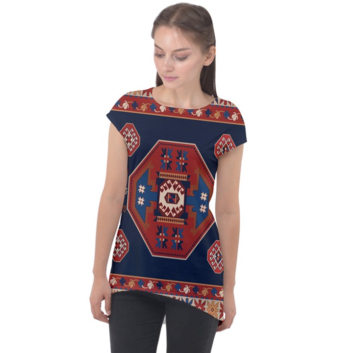 Armenian Carpet Cap Sleeve High Low Top