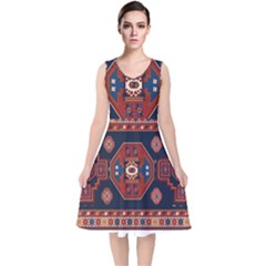 Armenian Carpet V-neck Midi Sleeveless Dress  by Gohar