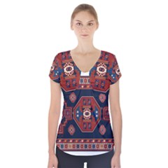 Armenian Carpet Short Sleeve Front Detail Top by Gohar