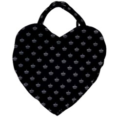 Royalty Crown Graphic Motif Pattern Giant Heart Shaped Tote by dflcprintsclothing