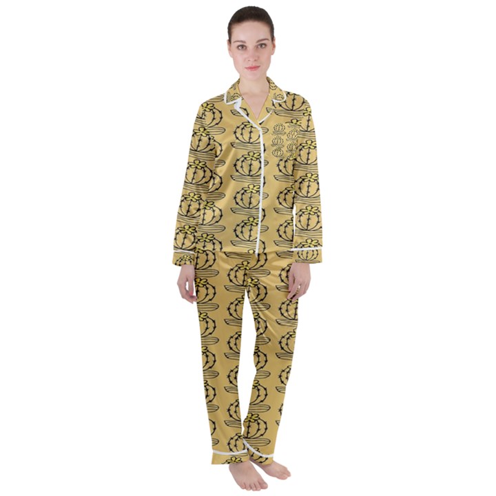 Cactus Satin Long Sleeve Pajamas Set