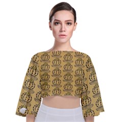 Cactus Tie Back Butterfly Sleeve Chiffon Top by ConteMonfrey