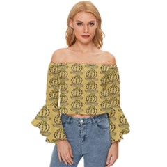 Cactus Off Shoulder Flutter Bell Sleeve Top by ConteMonfrey