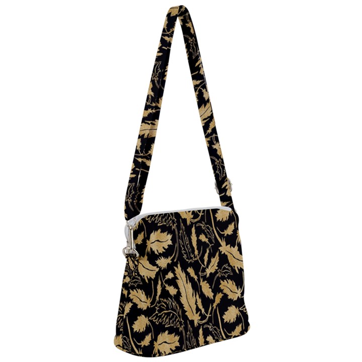 Natura Premium Golden Leaves Zipper Messenger Bag