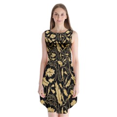 Natura Premium Golden Leaves Sleeveless Chiffon Dress   by ConteMonfrey