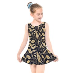 Natura Premium Golden Leaves Kids  Skater Dress Swimsuit by ConteMonfrey