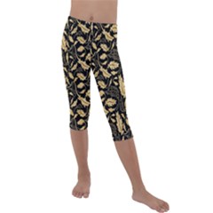 Natura Premium Golden Leaves Kids  Lightweight Velour Capri Leggings  by ConteMonfrey