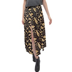 Natura Premium Golden Leaves Velour Split Maxi Skirt by ConteMonfrey