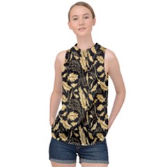 Natura Premium Golden Leaves High Neck Satin Top by ConteMonfrey