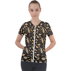 Natura Premium Golden Leaves Short Sleeve Zip Up Jacket by ConteMonfrey