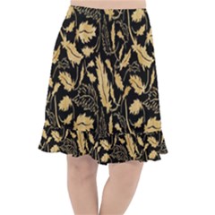 Natura Premium Golden Leaves Fishtail Chiffon Skirt by ConteMonfrey