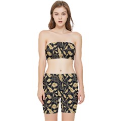 Natura Premium Golden Leaves Stretch Shorts And Tube Top Set by ConteMonfrey