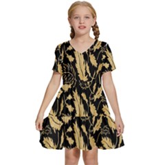 Natura Premium Golden Leaves Kids  Short Sleeve Tiered Mini Dress by ConteMonfrey