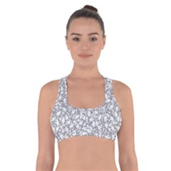 Bacterias Drawing Black And White Pattern Cross Back Sports Bra by dflcprintsclothing