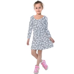 Bacterias Drawing Black And White Pattern Kids  Long Sleeve Velvet Dress by dflcprintsclothing