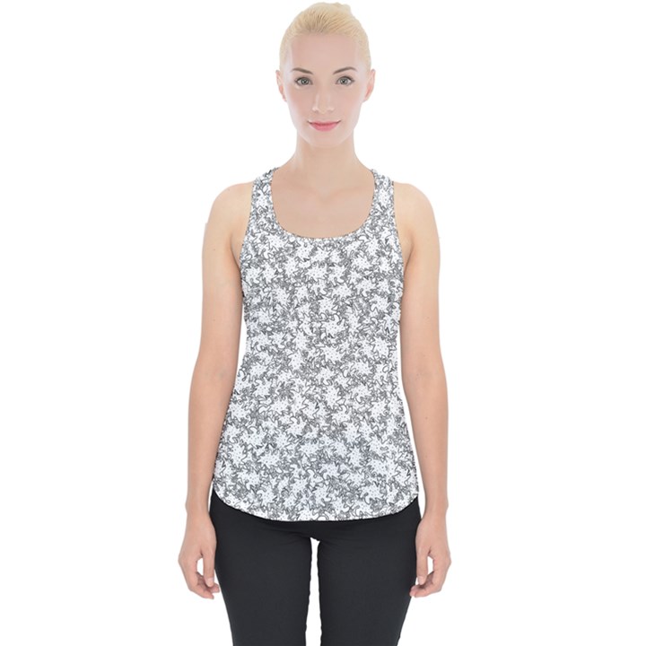 Bacterias Drawing Black And White Pattern Piece Up Tank Top