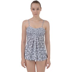 Bacterias Drawing Black And White Pattern Babydoll Tankini Set by dflcprintsclothing