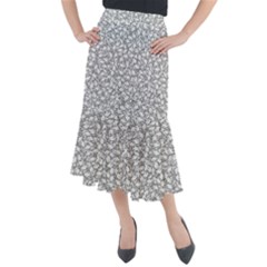 Bacterias Drawing Black And White Pattern Midi Mermaid Skirt by dflcprintsclothing