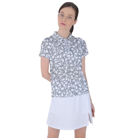 Bacterias Drawing Black And White Pattern Women s Polo Tee by dflcprintsclothing