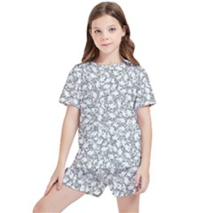 Bacterias Drawing Black And White Pattern Kids  Tee And Sports Shorts Set by dflcprintsclothing