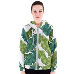 Banana Leaves Tropical Women s Zipper Hoodie by ConteMonfrey