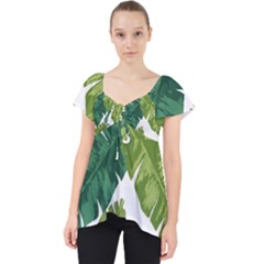 Banana Leaves Tropical Lace Front Dolly Top by ConteMonfrey