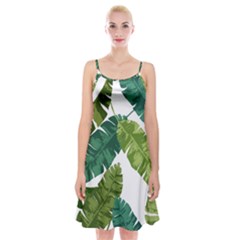 Banana Leaves Tropical Spaghetti Strap Velvet Dress by ConteMonfrey