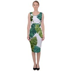 Banana Leaves Tropical Sleeveless Pencil Dress by ConteMonfrey