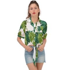 Banana Leaves Tropical Tie Front Shirt  by ConteMonfrey