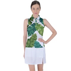 Banana Leaves Tropical Women s Sleeveless Polo Tee by ConteMonfrey