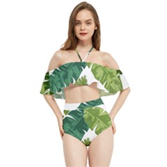 Banana Leaves Tropical Halter Flowy Bikini Set  by ConteMonfrey