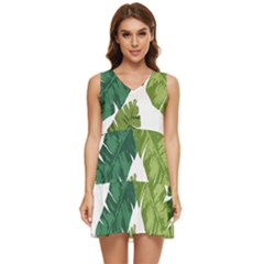 Banana Leaves Tropical Tiered Sleeveless Mini Dress by ConteMonfrey