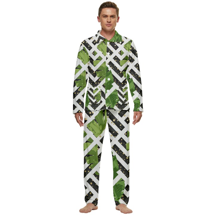 Modern Garden Men s Long Sleeve Velvet Pocket Pajamas Set