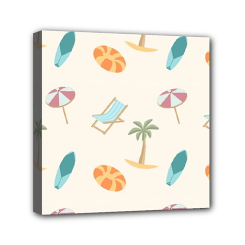 Cool Summer Pattern - Beach Time!   Mini Canvas 6  X 6  (stretched) by ConteMonfrey