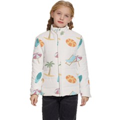 Cool Summer Pattern - Beach Time!   Kids  Puffer Bubble Jacket Coat by ConteMonfrey