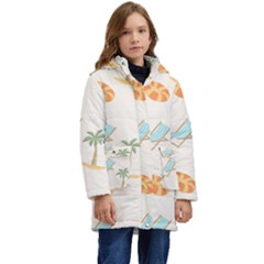 Cool Summer Pattern - Beach Time!   Kid s Hooded Longline Puffer Jacket by ConteMonfrey