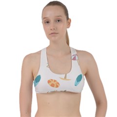 Cool Summer Pattern - Beach Time!   Criss Cross Racerback Sports Bra by ConteMonfrey