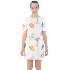 Cool Summer Pattern - Beach Time!   Sixties Short Sleeve Mini Dress by ConteMonfrey