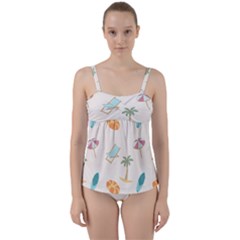 Cool Summer Pattern - Beach Time!   Twist Front Tankini Set by ConteMonfrey