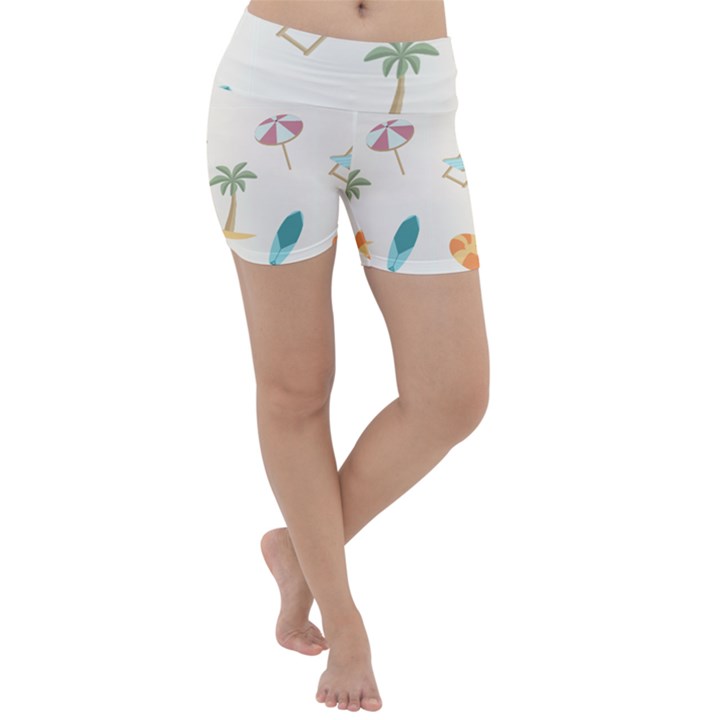 Cool Summer Pattern - Beach Time!   Lightweight Velour Yoga Shorts