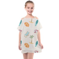 Cool Summer Pattern - Beach Time!   Kids  One Piece Chiffon Dress by ConteMonfrey