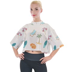 Cool Summer Pattern - Beach Time!   Mock Neck Tee by ConteMonfrey