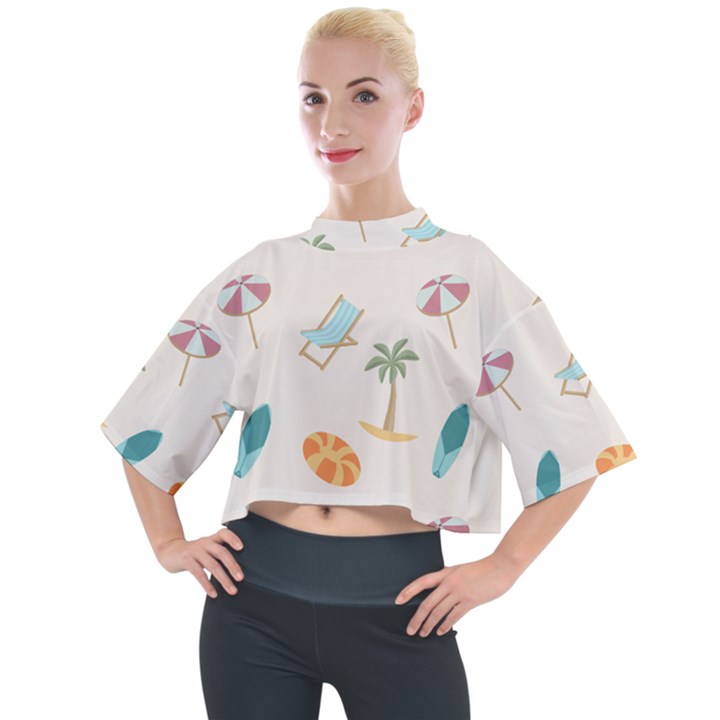 Cool Summer Pattern - Beach Time!   Mock Neck Tee