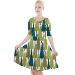 Pine Trees   Quarter Sleeve A-line Dress by ConteMonfrey