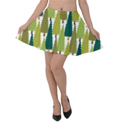 Pine Trees   Velvet Skater Skirt by ConteMonfrey