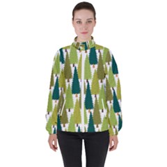 Pine Trees   Women s High Neck Windbreaker by ConteMonfrey