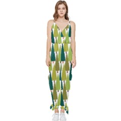 Pine Trees   Sleeveless Tie Ankle Chiffon Jumpsuit