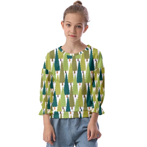 Pine Trees   Kids  Cuff Sleeve Top by ConteMonfrey