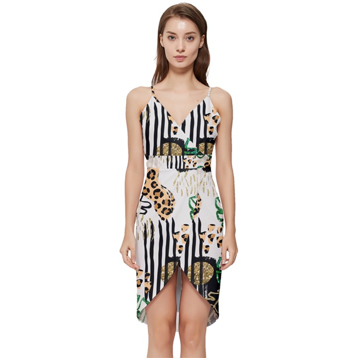 Modern Jungle Wrap Frill Dress