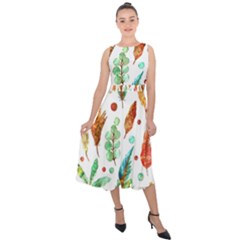 Watercolor Nature Glimpse  Midi Tie-back Chiffon Dress by ConteMonfrey